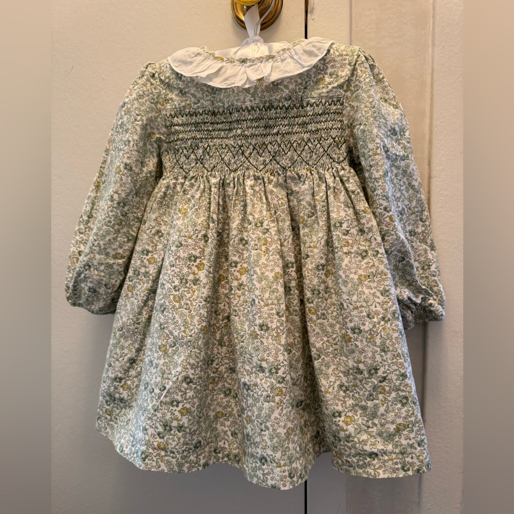 Floral Long Sleeve Smocked Dress